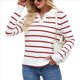 thumbnail image 2 of Camisas de Mujer con Cuello de Solapa, Cuello en V, Blusa de Larga, Blusa Informal Elegante. Rojo S, 2 of 8