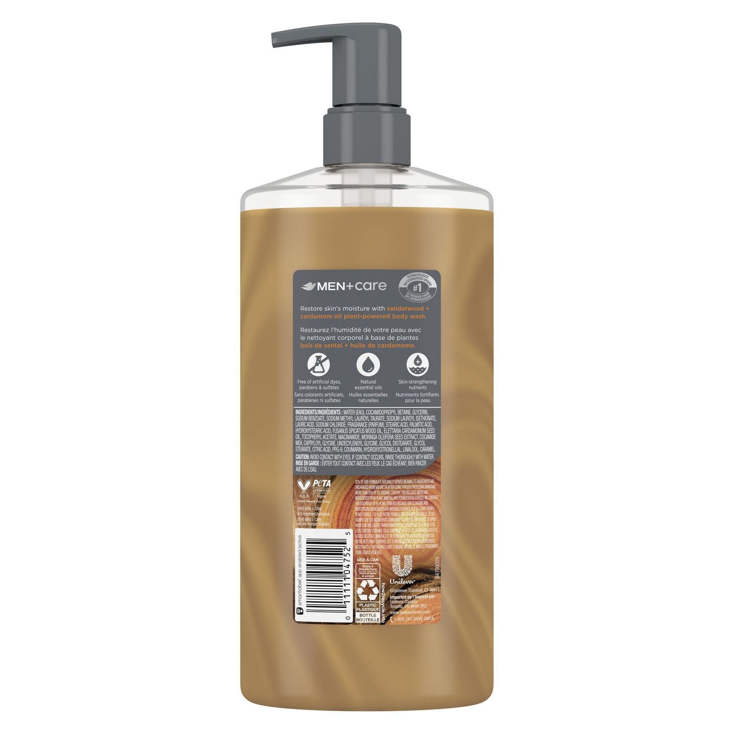 Dove Men+Care Body Wash to Repair Dry Skin in the Shower Sandalwood + Cardamom Oil with Plant-Based Cleansers and Moisturizers, 769mL, 769mL