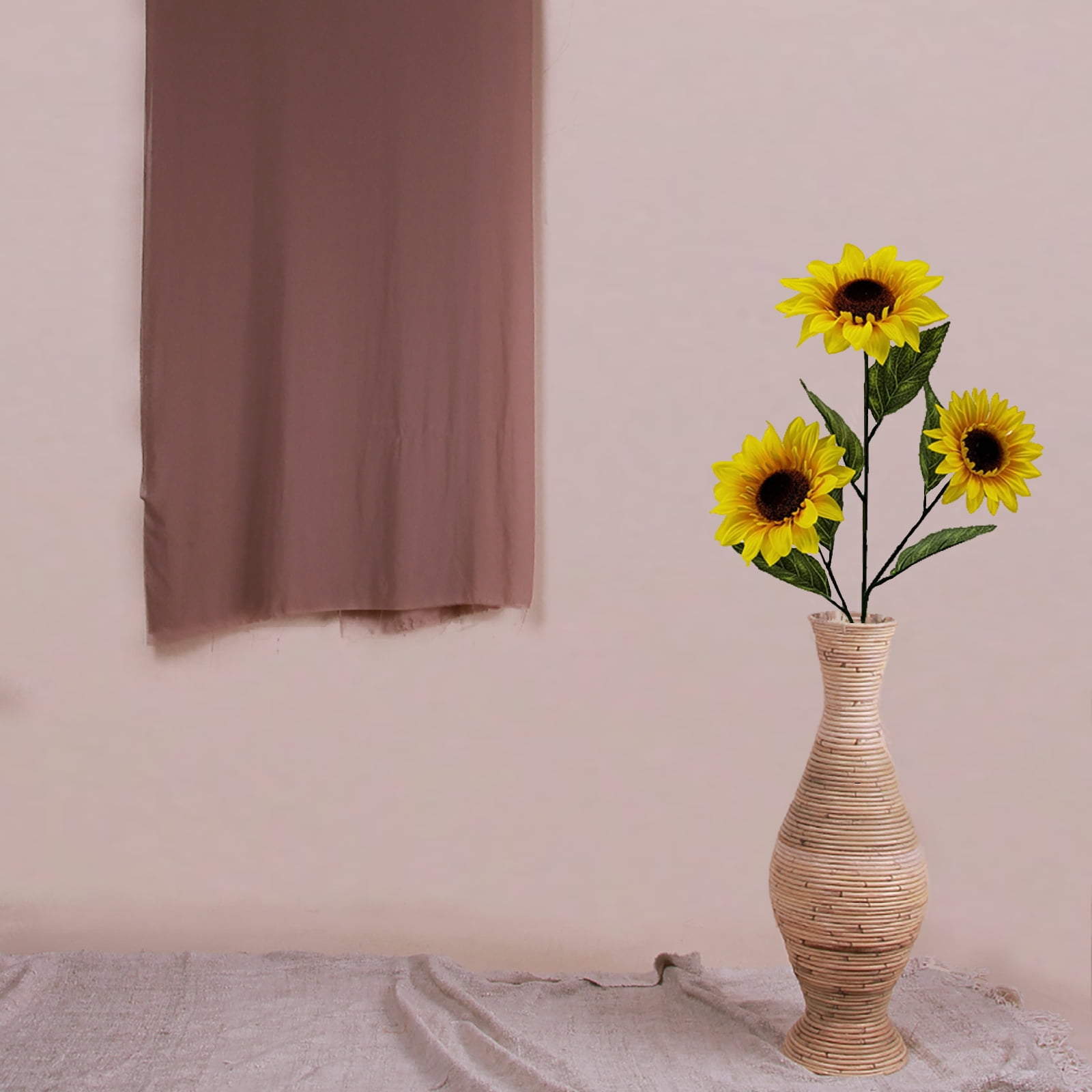 (3 pack) Mainstays 28" Artificial Flower Sunflower Stem, Yellow. Indoor Use.