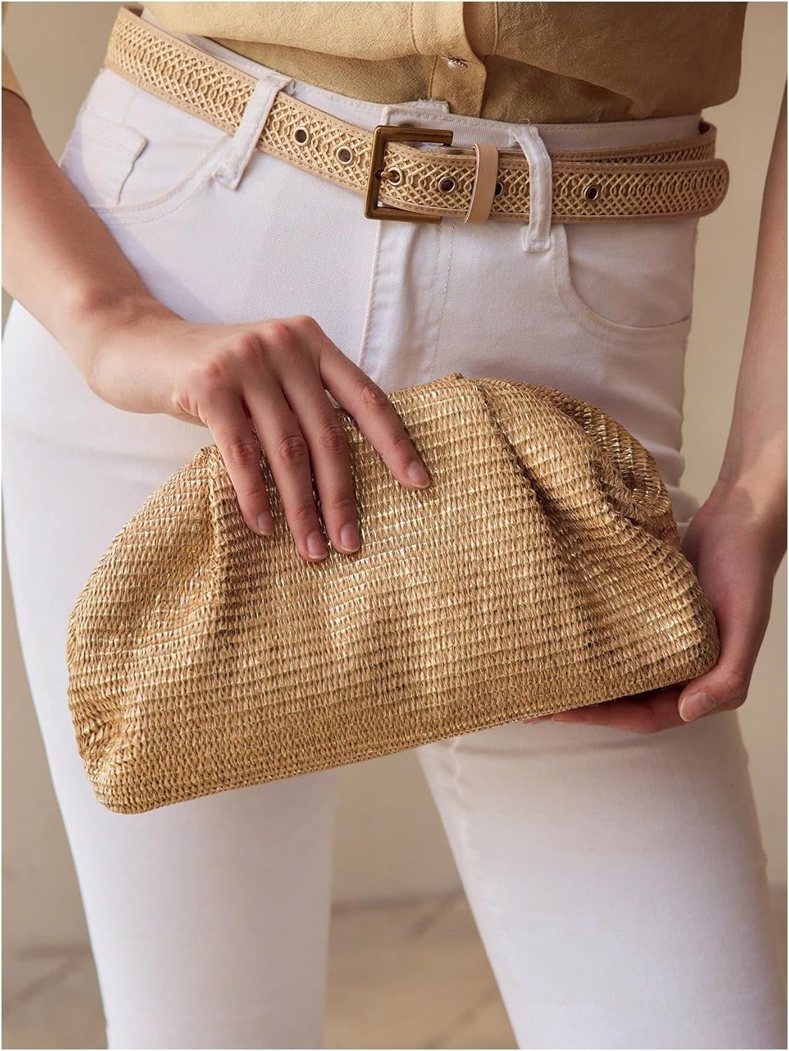 Women's Woven Evening Bag Dumpling Clutch Purse No Strap Handbags Elegant Faux PU Leather Clutch Bag | Woven, No Strap, Elegant, Faux PU Leather