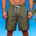 thumbnail image 2 of Mens Elastic Waist Shorts with Multi Pockets Solid Button Casual Work Pants for Men S 3Xl, 2 of 9