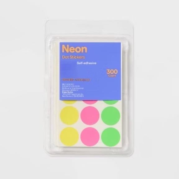 300ct Dot Stickers Neon