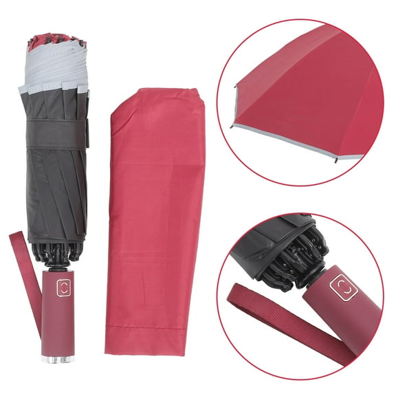 LOLIPPYY Rain Umbrella Folding Umbrella Red Uv Blocking Traveling 1Set
