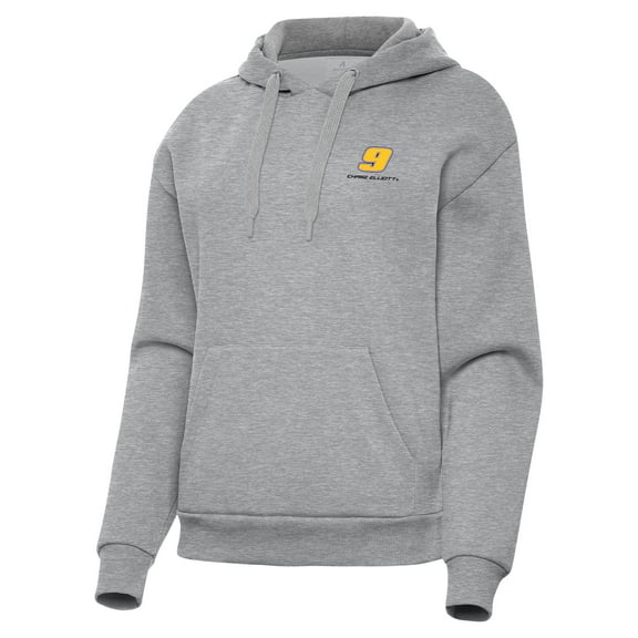 Women's Antigua Heather Gray Chase Elliott Victory Pullover Hoodie