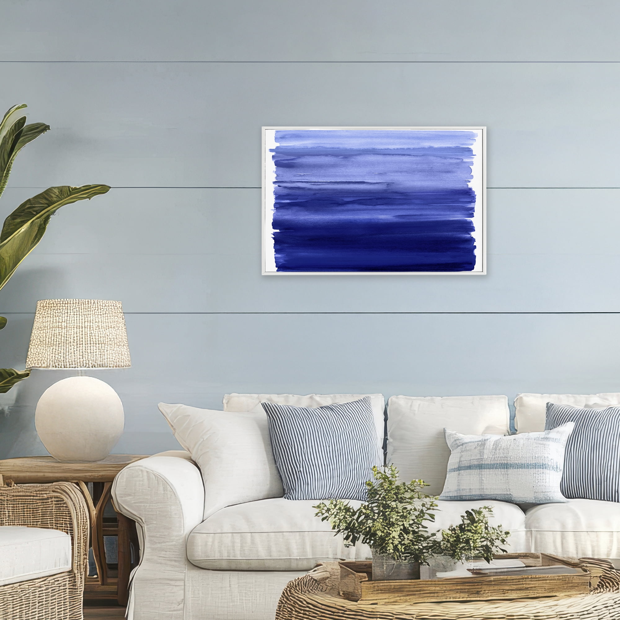 Stupell Industries Oceanic Ombre Blue White Framed Giclee Art, design by Allie Corbin