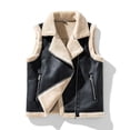 thumbnail image 4 of Chaquetas de cuero sin mangas para hombre, ropa de moda para motocicleta, estilo punk vintage, abrigos de invierno cálidos con forro polar de piel, 4 of 5
