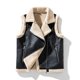 thumbnail image 4 of Chaquetas de cuero sin mangas para hombre, ropa de moda para motocicleta, estilo punk vintage, abrigos de invierno cálidos con forro polar de piel, 4 of 5