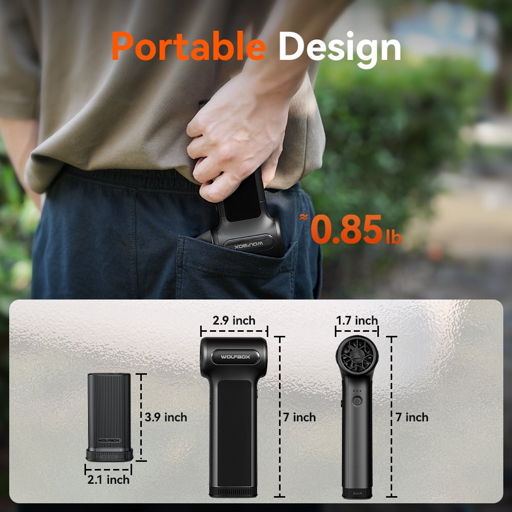 WOLFBOX Electric Air Duster DF200 with Removable Battery, Cordless Compressed Air Duster, Multi-Nozzle Cleaner for PC, Car & Home, Black