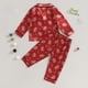 thumbnail image 3 of Conjunto de pijama de 2 piezas para niños y niñas, ropa de dormir de manga larga con estampado de hombre de jengibre, camisa con botones y pantalones, para Navidad, 3 of 3