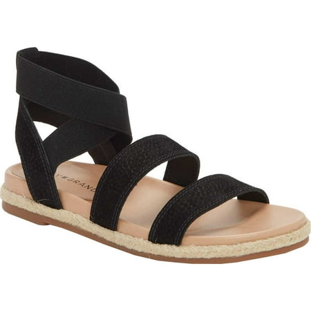 

Women s Lucky Brand Dilane Strappy Ankle Strap Sandal Black/Natural Embossed Nubuck/Elastic