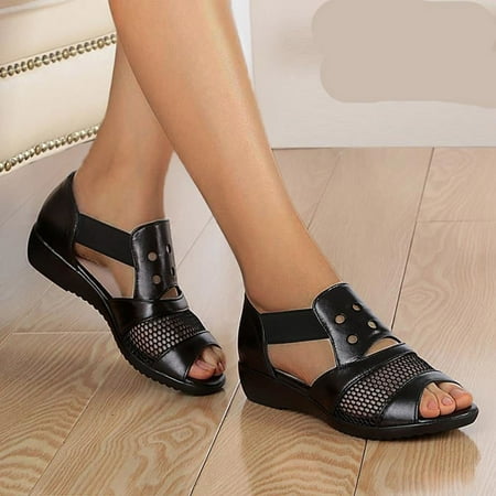 

Mishuowoti casual shoes for women 2023 New Summer Fish Mouth Slope Heel Thick Soled Hollow Sandals For Women