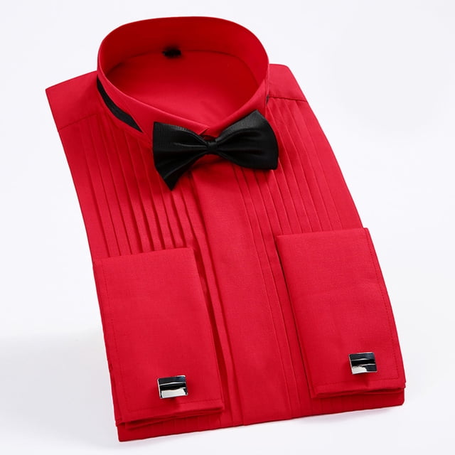 Camisa de esmoquin, camisa de esmoquin de boda, camisa con cuello en punta de ala, camisa con gemelos para hombre, de primera línea