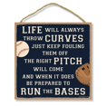 thumbnail image 1 of Honey Dew Gifts Home Sign Life Will Always Throw Curves 10.0 x 10.0 in para colgar en la pared, decoración de béisbol, letrero decorativo de madera, regalos de béisbol 75818, 1 of 5