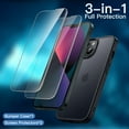 thumbnail image 3 of JETech 3 in 1 Matte Case for iPhone 13 6.1-Inch with 2-Pack Tempered Glass Screen Protector, Translucent Frosted Shockproof Phone Cover (Black), 3 of 6