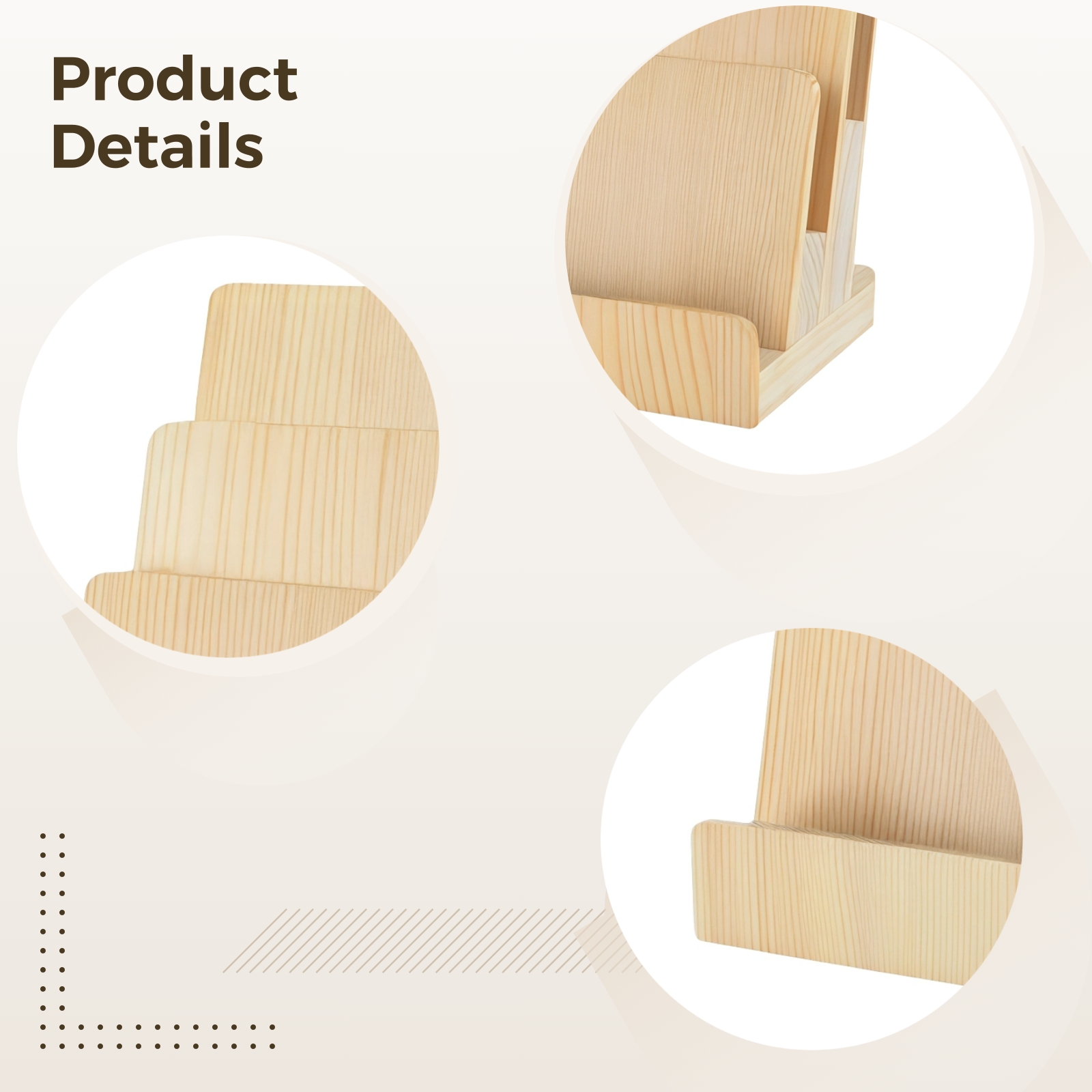 3-Tier Wooden Literature Organizer and Card Display Stand, Office Desk Organizer, Pamphlet Holder for Menus and Brochures, Sleek Modern Design, Ideal for Office Desks and Display Tables