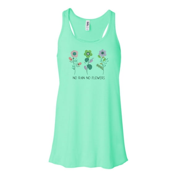 "No Rain Now Flowers, Women's Tank Top, Racerback, Unisex, Sublimation, Soft Bella Tank, Gift For Her, Inspirational, Trendy, Flower Lover, Mint , MEDIUM"