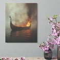 thumbnail image 5 of Canvas Painting Prints Viking Longship Set On Fire Floating In Sea Living Room Art Wedding Housewarming Gifts For Home Decoration 08x10inch Framed, 5 of 8