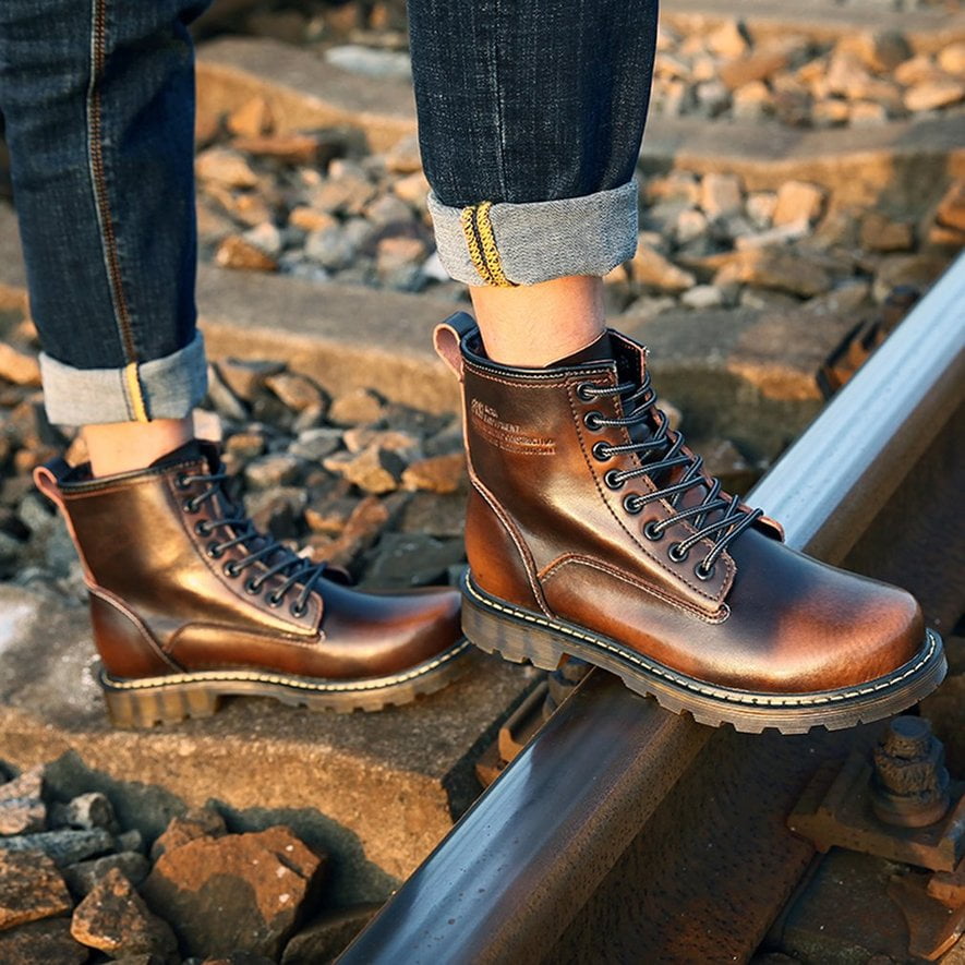 Fashion Men Motorcycle Boots Vintage 