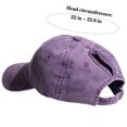 thumbnail image 3 of HOMEIORA Ponytail Baseball Cap for Women High Messy Bun Caps Washed Cotton Hats - Purple, 1 Pack, 3 of 7
