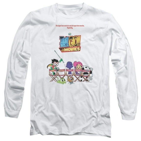 Teen Titans Go To The Movies Poster Long Sleeve Adult 18/1 T-Shirt White