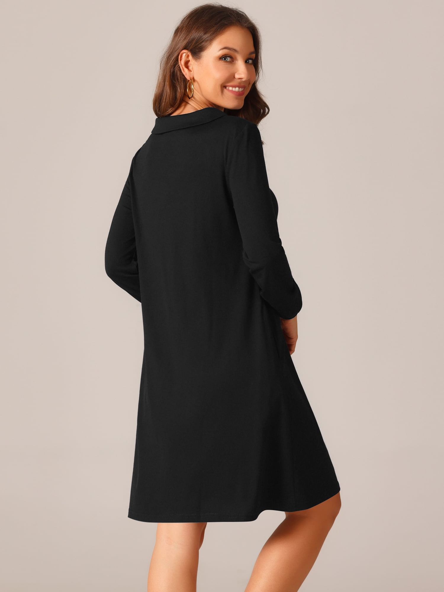 DARING DIVA Casual Long Sleeve Tunic Top Dress S Black