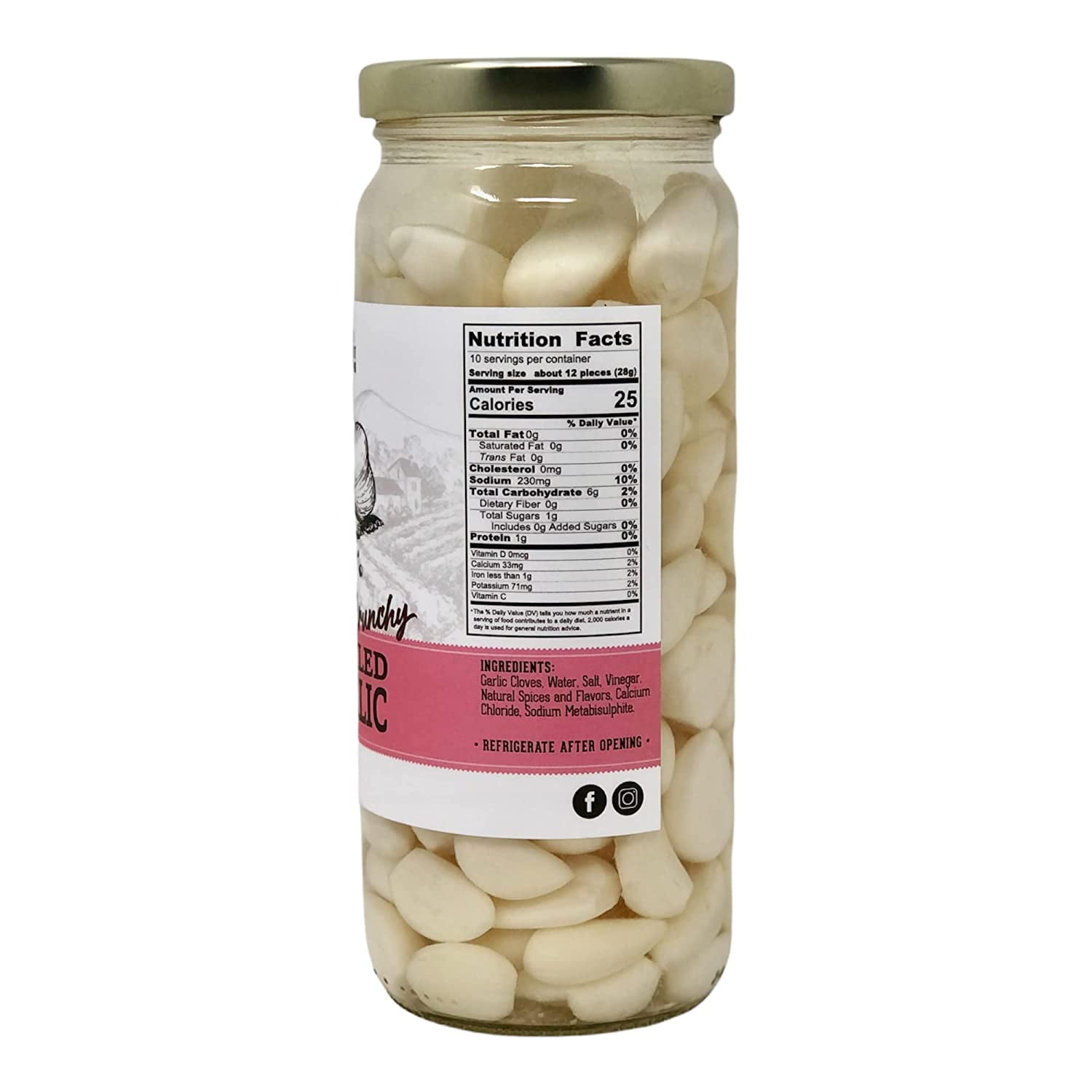 Lara’s Pickled Crunchy Garlic Cloves in Jar (4 Pack, 16 oz each)
