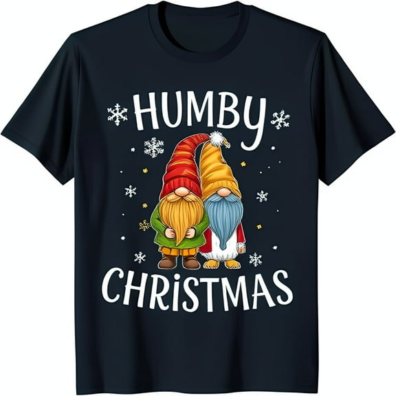 Festive Black T-Shirt with Cheerful and 'HUMBY' Christmas Design