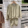 thumbnail image 3 of Afuyipoi Kids Waffle Knit Long Sleeve Sweatshirt and Pants 2-Piece Activewear Set 1-11Y Green Size 6, 3 of 5