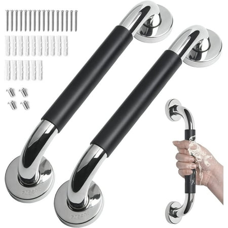 2 Pack Grab Bars for Bathroom, 12 Inch Anti Slip Bathroom Handicap Grab ...