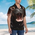 thumbnail image 3 of Fotbe Playful Baby Hippo Splash Camisa Hawaiana para Hombre Unisex – Camisa Casual de Verano con Botones de Manga Corta de Algodón y Lino,Small, 3 of 7