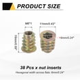 thumbnail image 2 of 38 Pcs Threaded Inserts for Wood, Zinc Alloy M6 Thread Inserts Nuts 15mm Length, 2 of 6
