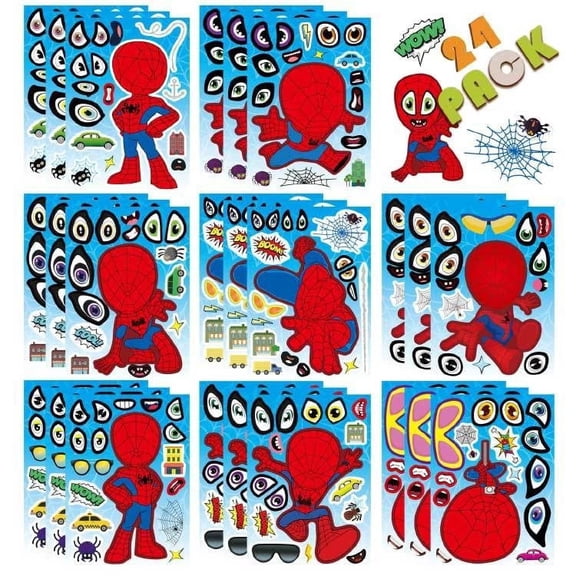 Face Stickers 24 Sheets –Cartoon-Save the World 8 unique cartoon kids stickers set, cute and fun story toy anime stickers, party gifts for birthdays, special events