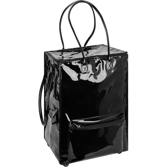 StorageWorks Grocery Cart on Wheels, Zipper Closure Rolling Bag, Shopping Trolley, Rolling Tote Bag with Handles, Black