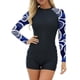 thumbnail image 3 of TaTaai Women Long Sleeve Full Zip One Piece Wetsuit Printed Conservative Surf Diving Swimsuit Stretch Ladies Beach Vacation Wear UV Protection Comfortable Swimwear Gift, 3 of 7
