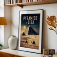 thumbnail image 5 of Vintage Pyramids of Giza Illustration | Timeless Egypt Art - Giza Governorate Egypt Illustration Pyramids Desert Travel Poster Vintage Landscape Black Framed Wall Art Print 5 x 7 inches, 5 of 8