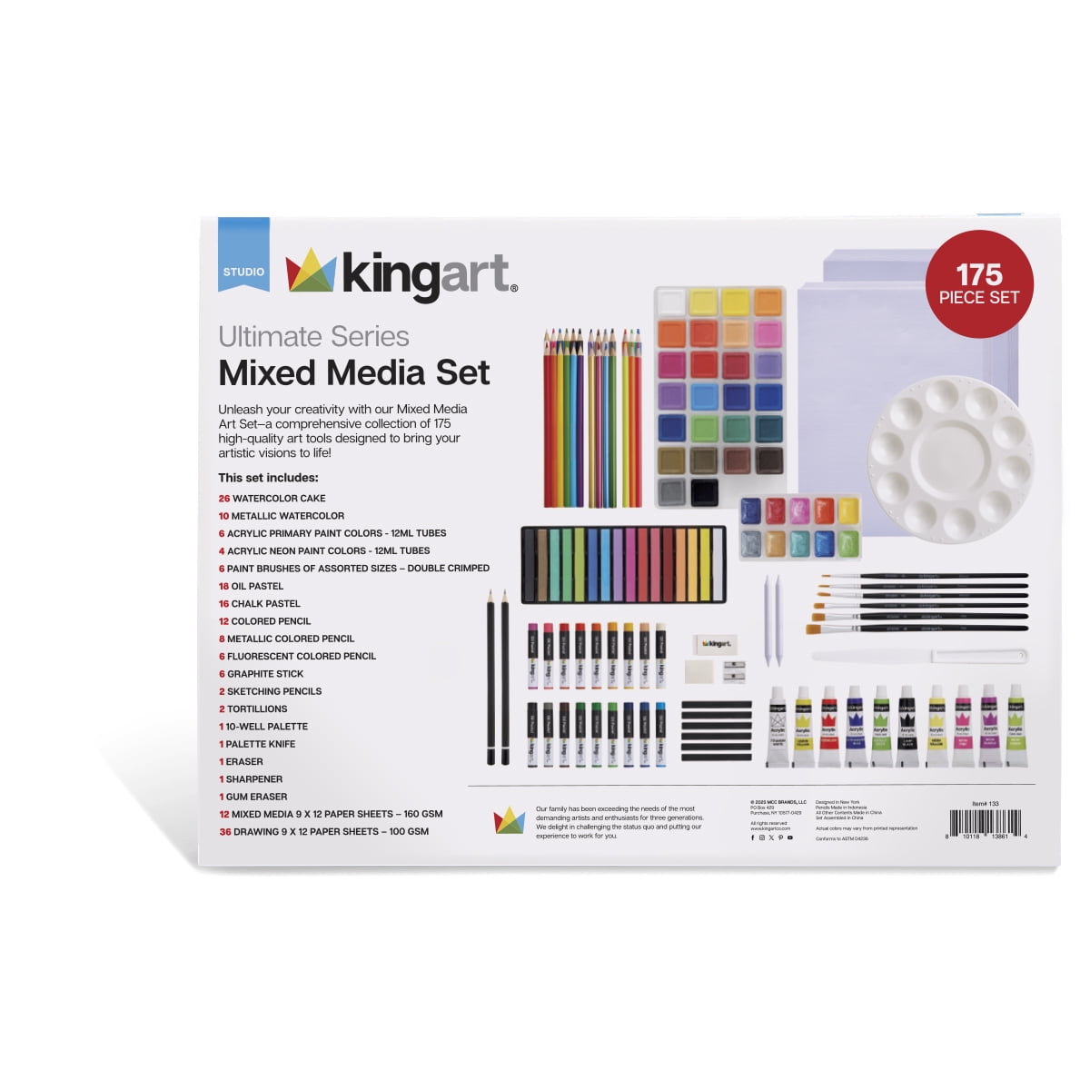 KINGART 175 Piece Complete Art Set for Drawing, Painting & Sketching