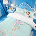 thumbnail image 3 of meiyoeat Floral Gradient Initial T Bedding,Pastel Rainbow Monogram Art Duvet Cover Full For Girl,Reversible,3 Pieces,1 Duvet Cover and 2 Pillowcases, 3 of 6