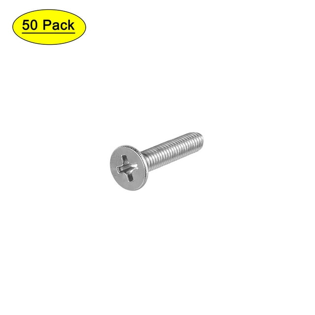 Unique Bargains M4x18mm Tête Plate Machine Vis Phillips Croix Vis 304 Fixations en Acier Inoxydable Boulons 50 Pcs