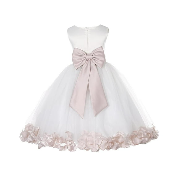 Ekidsbridal Satin Ivory Blush Tulle Rose Petal Flower Girl Dress Christmas Party Bridesmaid Holiday Wedding Pageant Birthday 302T 2
