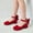 Red, variant on Girls Black Dress Shoes Patent Mary Jane Low Block Heel with Bow Pearl Ankle Strap for Wedding Flower Girl Party Church,Size 8-8.5T