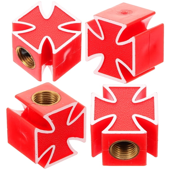 DEEPCRAFF Tire Valve Cover Red Protective 4Pcs 0.8*0.8*0.5In