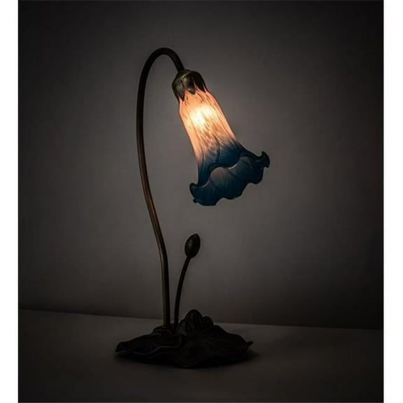 Meyda Tiffany 13801 Pond Lily - One Light Accent Lamp Pink/Blue  Mahogany Bronze Finish