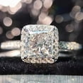 thumbnail image 3 of 3Ct Princess Cut Lab Created Diamond Halo Engagement Ring 14K White Gold Plated, 3 of 6