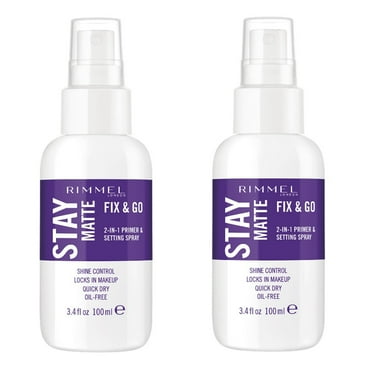 Pack of 2 Rimmel Stay Matte Fix & Go 2 in 1 Primer & Setting Spray, Transparent 001