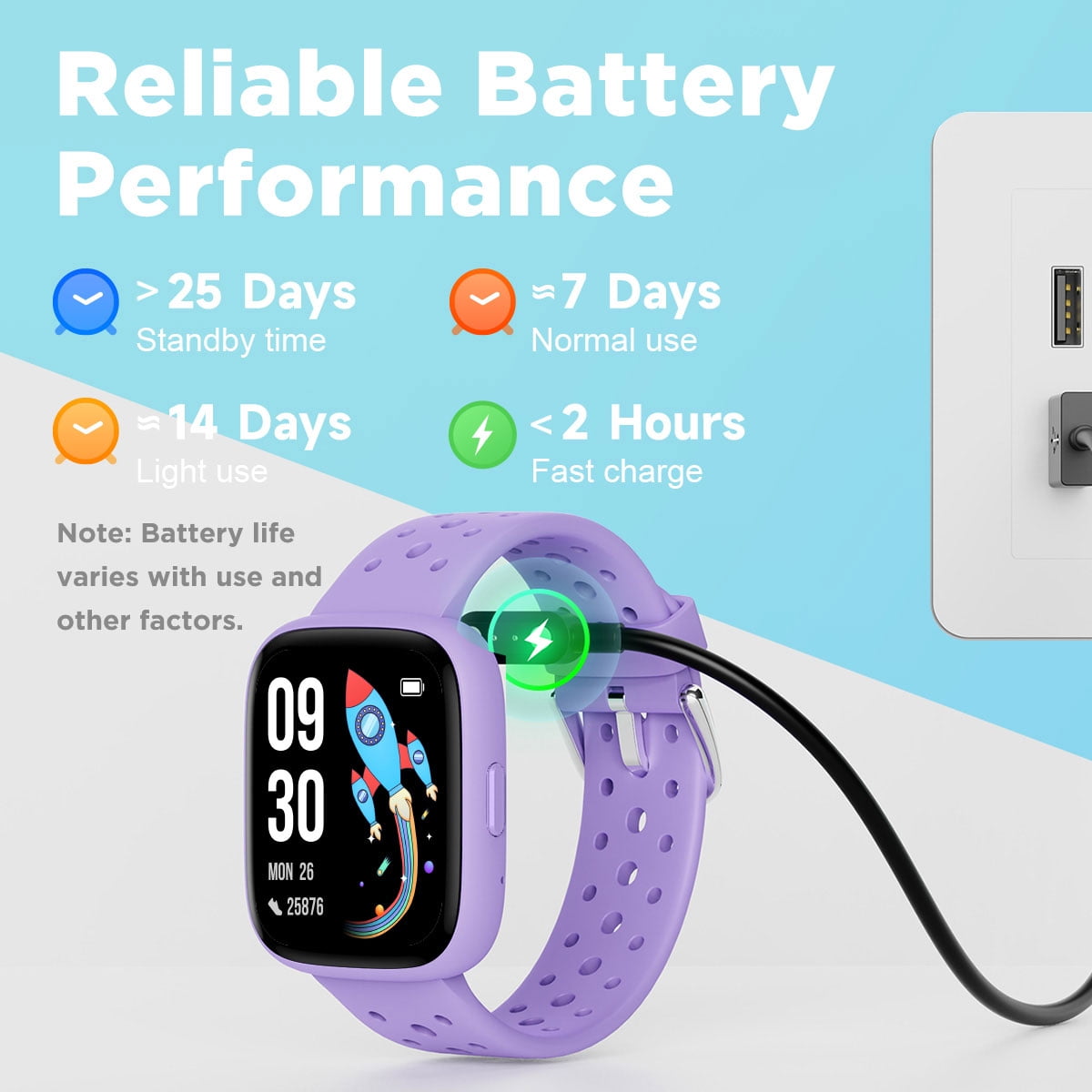 BIGGERFIVE 1.8" Smartwatch for Girls Smart Watch for Kids with Puzzle Games Pedometer Children Touch Screen Purple