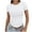 White, variant on Womens' Stretchy Ribbed High Neck Short Sleeve Gym Workout Slim Fitted Casual Full Length Top T-Shirt White 4(S)