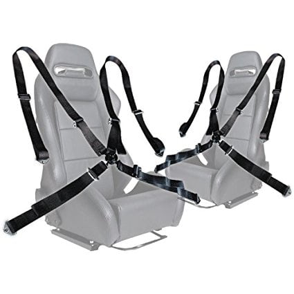 Pair of Black Seat Belt Harnesses, 2" Inches Wide, 4 Point Camlock Cam Lock