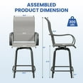 thumbnail image 5 of POTEBAN Patio Swivel Bar Stools Chair of 4, Outdoor Bar Heigt Set, All Weather High Back and Armrest Rocking Stools & Bar Chairs for Backyard, Lawn Garden, Balcony and Pool,Gray&White, 5 of 7