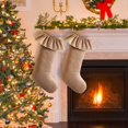 thumbnail image 6 of 2 Pack Large Velvet Christmas Stockings, 18 Inch Neutral Xmas Stockings with Ruffled Design & Hanging Loops for Fireplace Mantle, Vintage Holiday Party Decor, 6 of 6