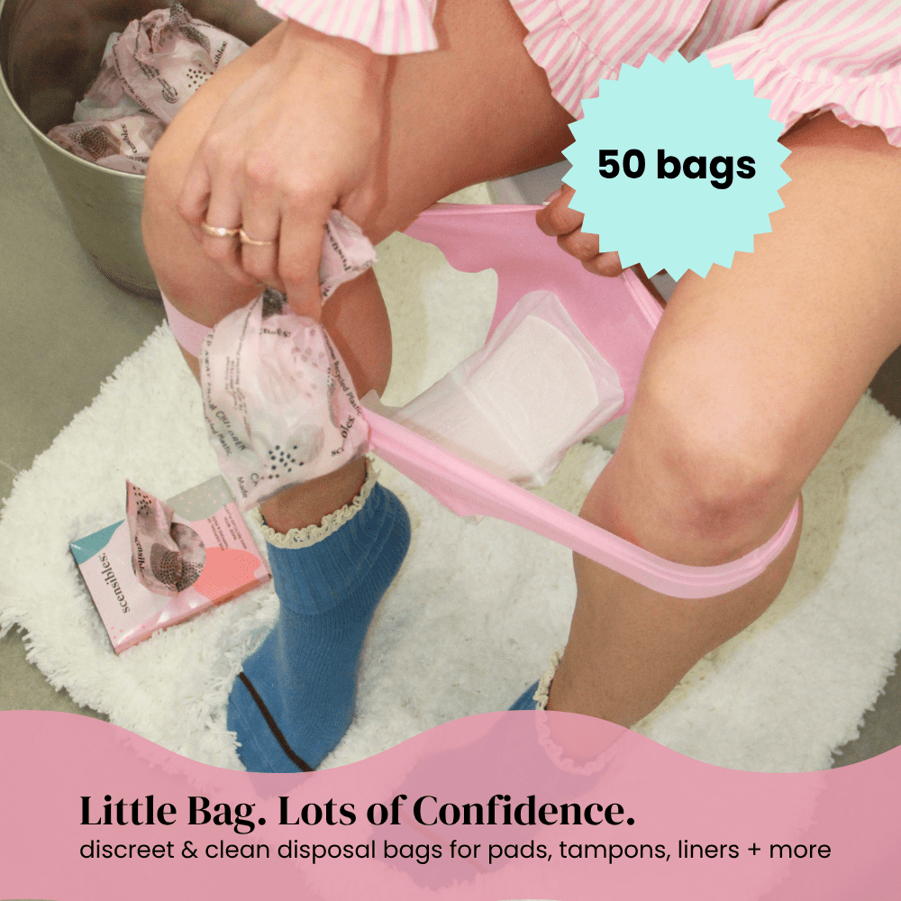 Scensibles Personal Disposal Bags (Box of 50) for Tampons, Sanitary Pads, Panty Liners, Menstrual Care and Hygiene Products